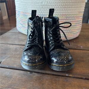 Dr. Martens Black Glitter Kids Boots
